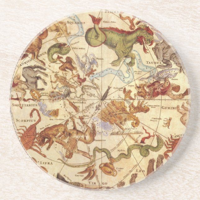 Constellations, Vintage Astronomy, Frederik de Wit Coaster (Front)