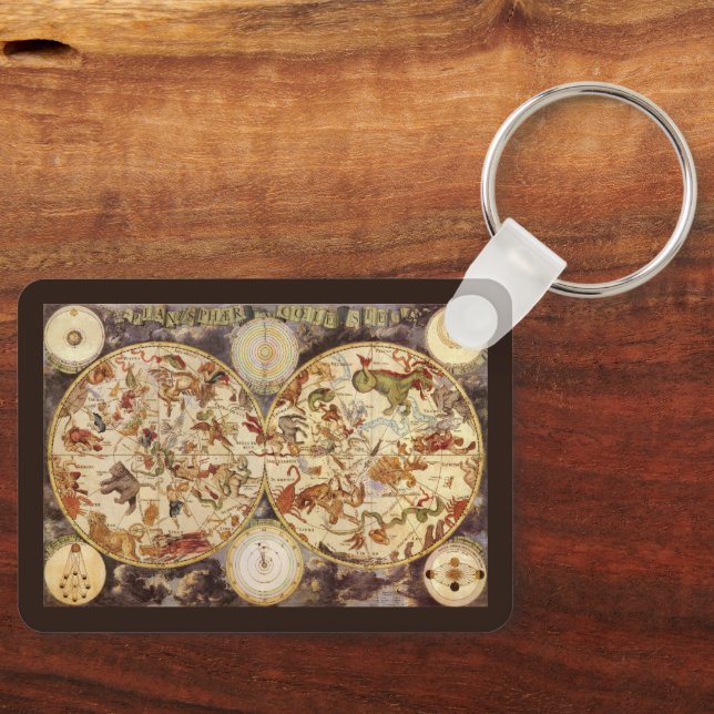 Constellations, Vintage Astronomy, Frederik de Wit Key Ring (Front)