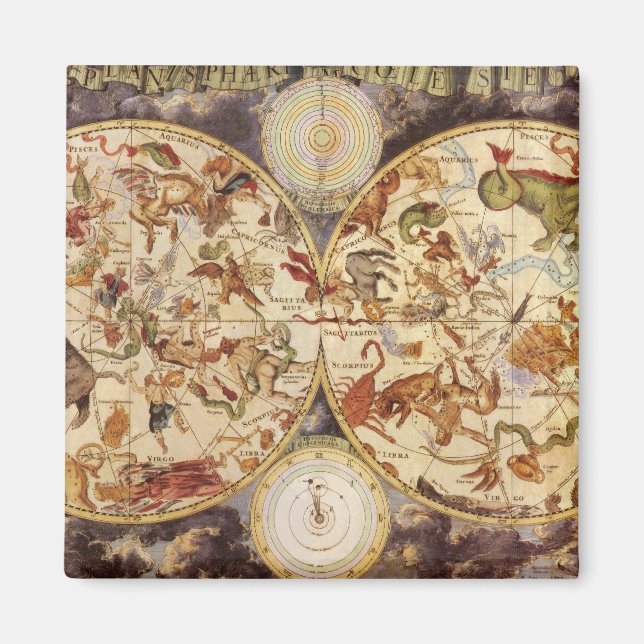 Constellations, Vintage Astronomy, Frederik de Wit Magnet (Front)
