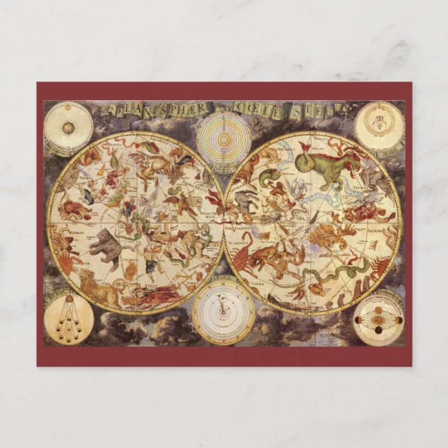 Constellations, Vintage Astronomy, Frederik de Wit Postcard (Front)