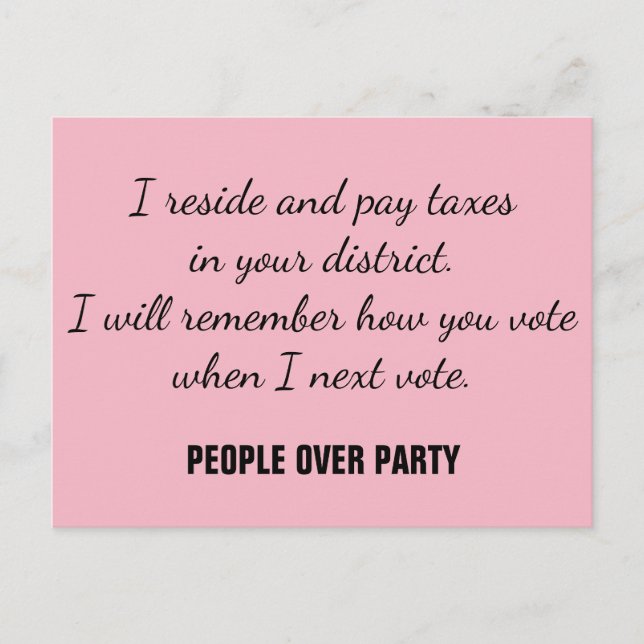 Constituent Resist Remember Vote People over Party Postcard (Front)