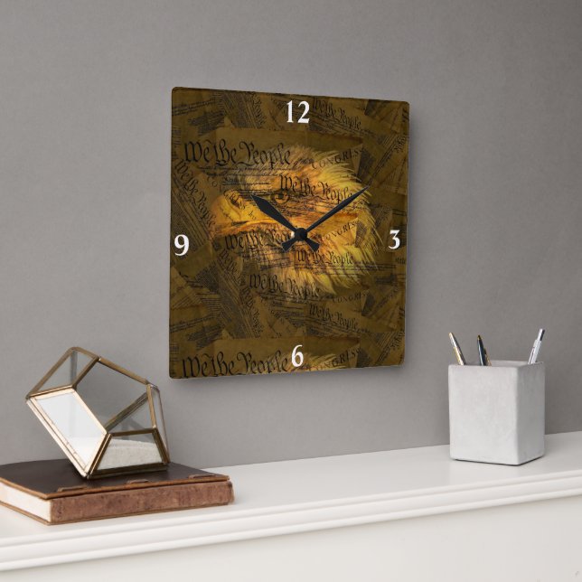 Constitution American Bald Eagle Square Wall Clock (Office)