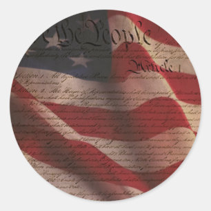 Constitution and Flag Classic Round Sticker