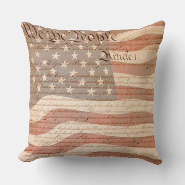 Constitution and the American flag Patriotic Cushion (Front)
