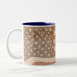 Constitution and the American flag Patriotic Two-Tone Coffee Mug