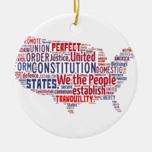 Constitution of the United States in Shape of USA Ceramic Tree Decoration