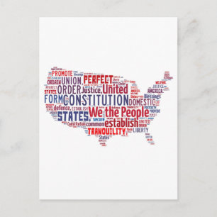 Constitution of the United States in Shape of USA Postcard