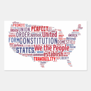 Constitution of the United States in Shape of USA Rectangular Sticker