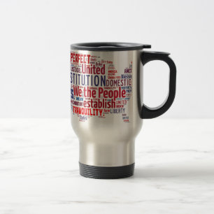 Constitution of the United States in Shape of USA Travel Mug