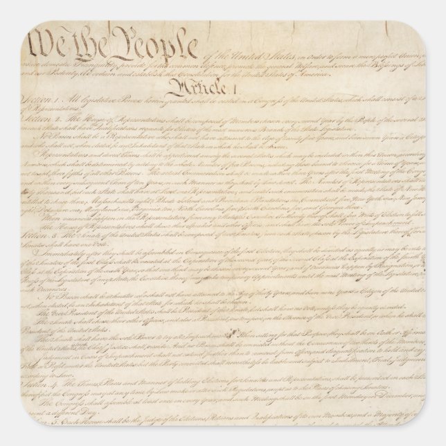 Constitution of the United States, We The People Square Sticker (Front)