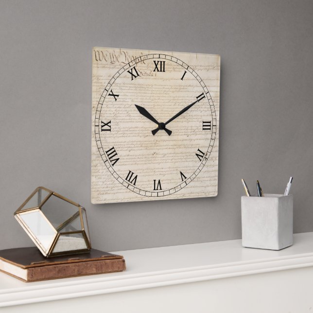 Constitution of the United States, We The People Square Wall Clock (Office)