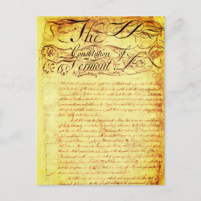 Constitution of Vermont (1777) Postcard (Front)