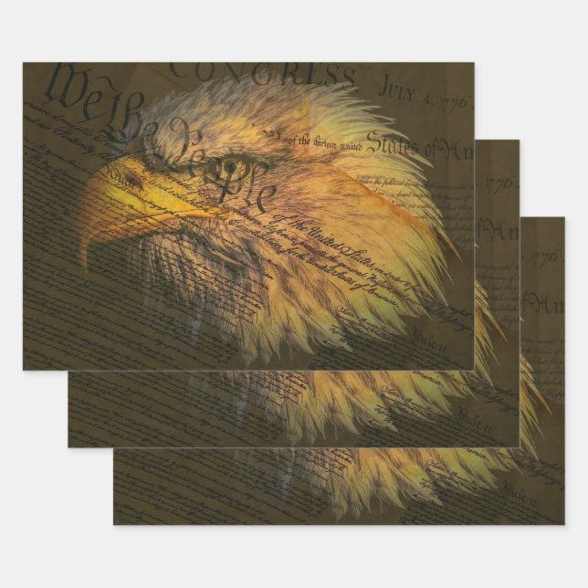 Constitution With Bald Eagle Wrapping Paper Sheet (Set)