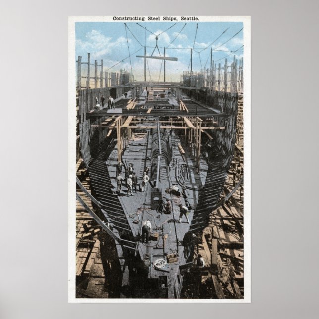 Constructing a Steel Ship Scene Poster (Front)