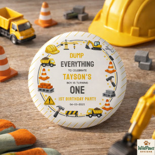 Construction 1ST Birthday Builder Truck Party 3 Cm Round Badge