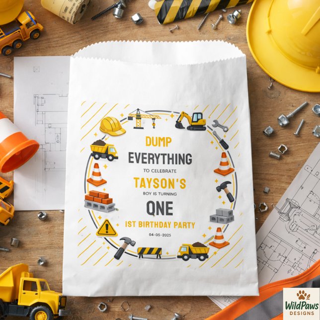 Construction 1ST Birthday | Builder Truck Party Favour Bags (Construction 1ST Birthday | Builder Truck Party Favor Bag
)