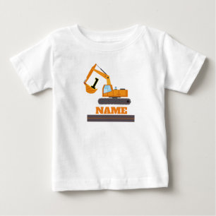 construction 1st birthday - excavator-personalised baby T-Shirt