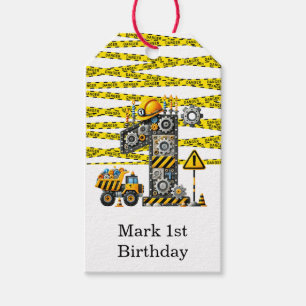 Construction 1st  Birthday Party Gift Tags