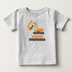 construction 2nd birthday - excavator-personalised baby T-Shirt