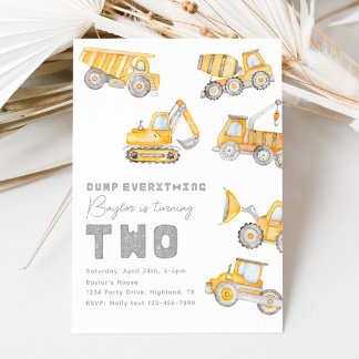 Construction 2nd Birthday Invitation