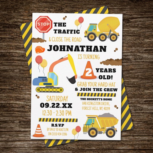 Construction 2nd Birthday Invitation (Creator Uploaded)