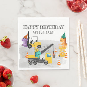 Construction 2nd Birthday Party, Dinosaur Theme Napkin