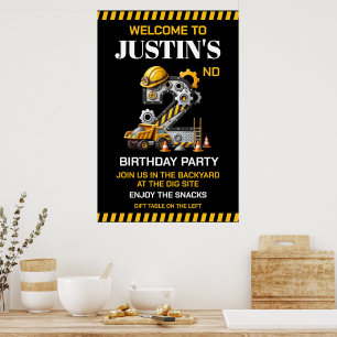 Construction 2nd Birthday Party Poster