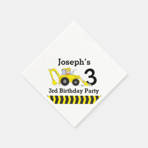 Construction 3rd birthday party kids paper napkins