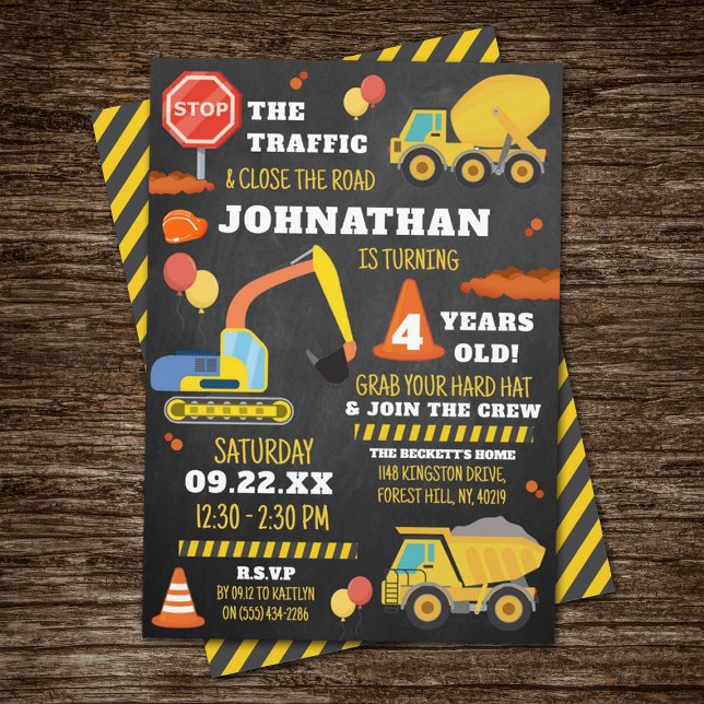 Construction 4th Birthday Invitation (Creator Uploaded)