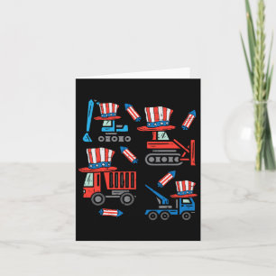 Construction 4th Of July Fourth Toddler Boys Kids Card