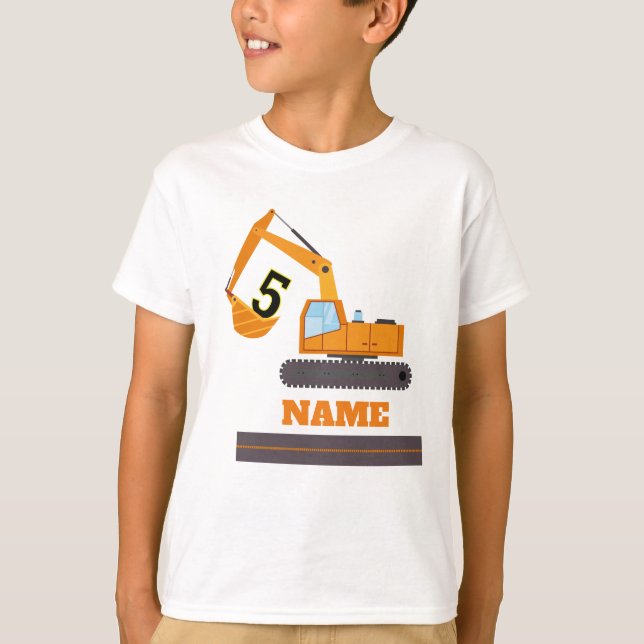 construction 5th birthday - excavator-personalised T-Shirt (Front)