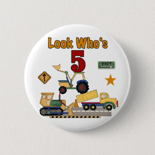 Construction 5th Birthday Tshirts and Gifts 6 Cm Round Badge