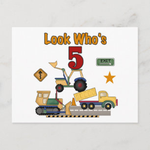 Construction 5th Birthday Tshirts and Gifts Postcard