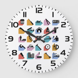 Construction and DIY Home Improvement Icons Large Clock