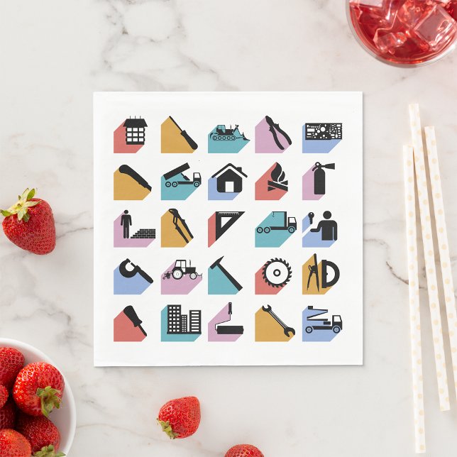 Construction and DIY Home Improvement Icons Napkin (Creator Uploaded)