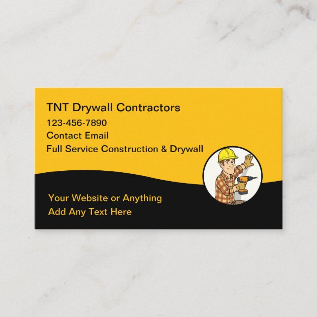 Construction And Drywall Business Cards (Front)