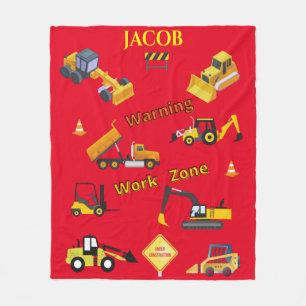 Construction and Excavation Warning Work Zone Flee Fleece Blanket