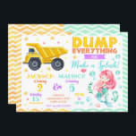 Construction and Mermaid Joint Birthday Invitation<br><div class="desc">All designs are © Happy Panda Print</div>