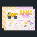 Construction and Unicorn Joint Birthday Invitation<br><div class="desc">All designs are © Happy Panda Print</div>