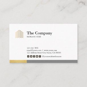 Construction Architect Social Gold Business Card
