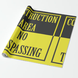 construction area no trespassing wrapping paper