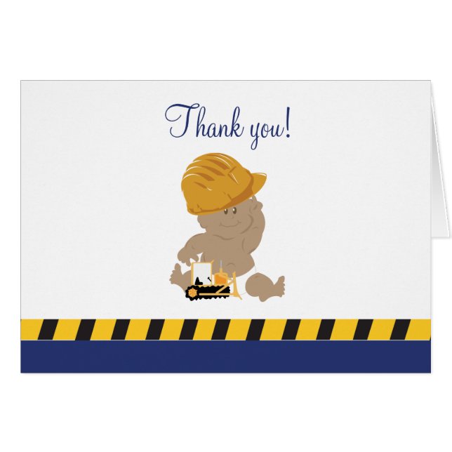 Construction Baby Boy Bulldozer Thank you Notes (Front Horizontal)