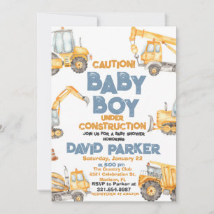 Construction Baby Boy Dump Truck Party Invitation