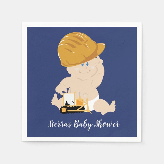 Construction Baby Boy Shower Custom Napkins (Front)