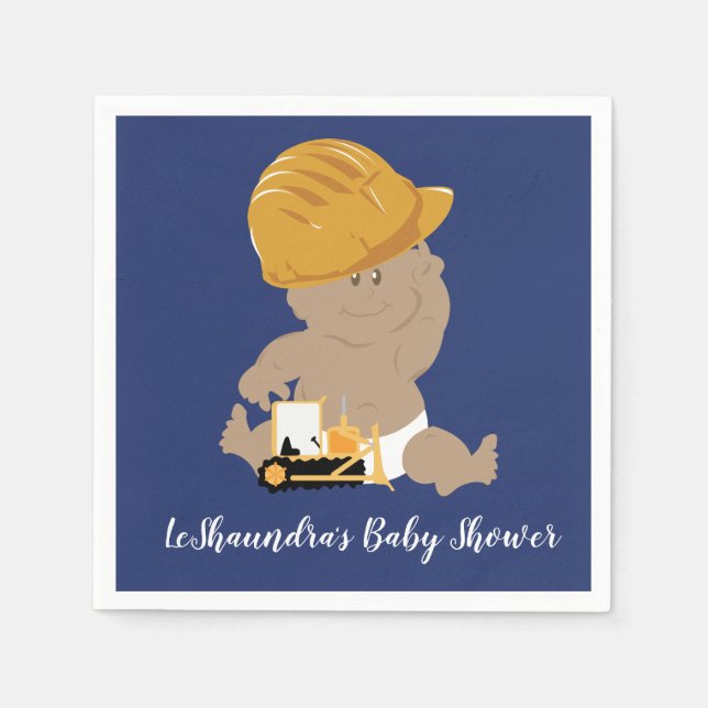 Construction Baby Boy Shower Custom Napkins (Front)