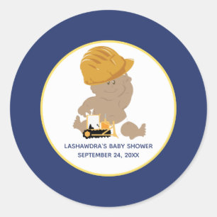 Construction Baby Boy Shower Favour Sticker