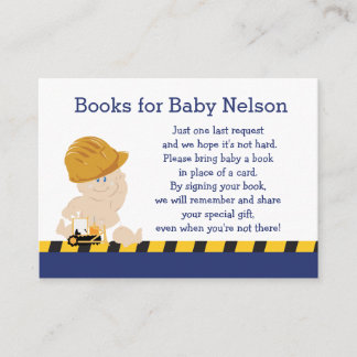 Construction Baby Customised Book Request Cards