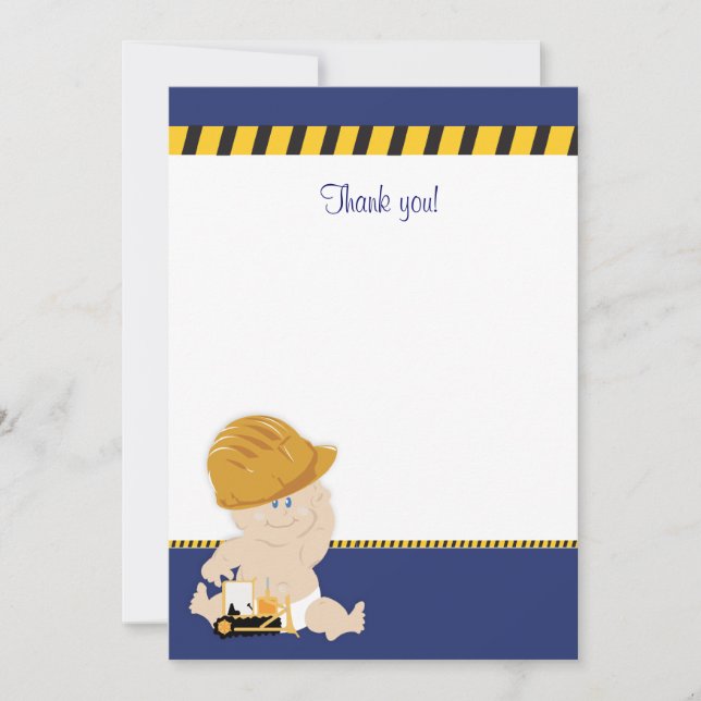 Construction Baby (Navy Blue) Flat Thank You note Card (Front)