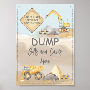 Construction Baby Shower Dump Gifts Cards Here Poster