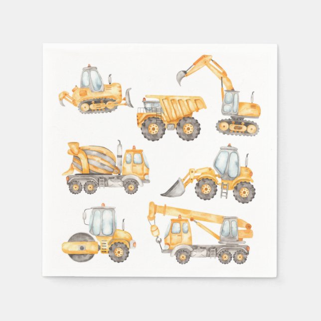 Construction Baby Shower Dump Truck Party Napkin (Front)